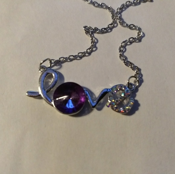 LOVE NECKLACE - Jewelry - Silver Rhinestone Chain - Picture 2 of 2